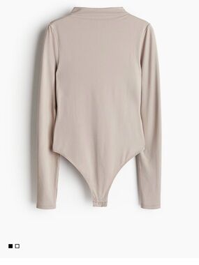 H&M Mock Neck Taupe Long Sleeve  Bodysuit Sz Small